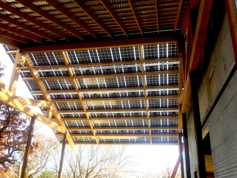 Solar Canopy structure provides shade and solar power for the Solar Canopy 4R Ranch Vineyard and Winery.