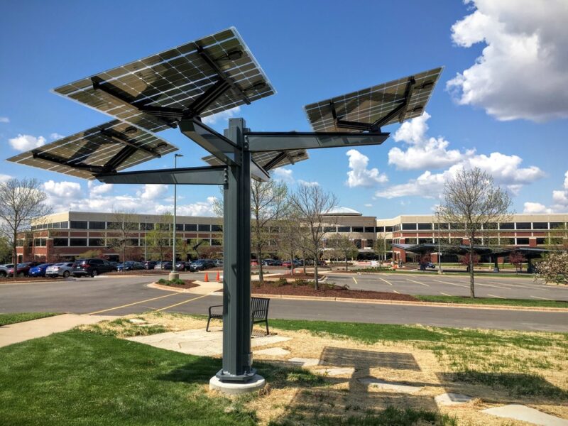 Solar Trees provide solar power with aesthetic design for this commercial solar project at Alliant Energy.