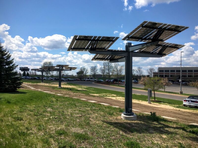 Solar Trees provide solar power with aesthetic design for this commercial solar project at Alliant Energy.