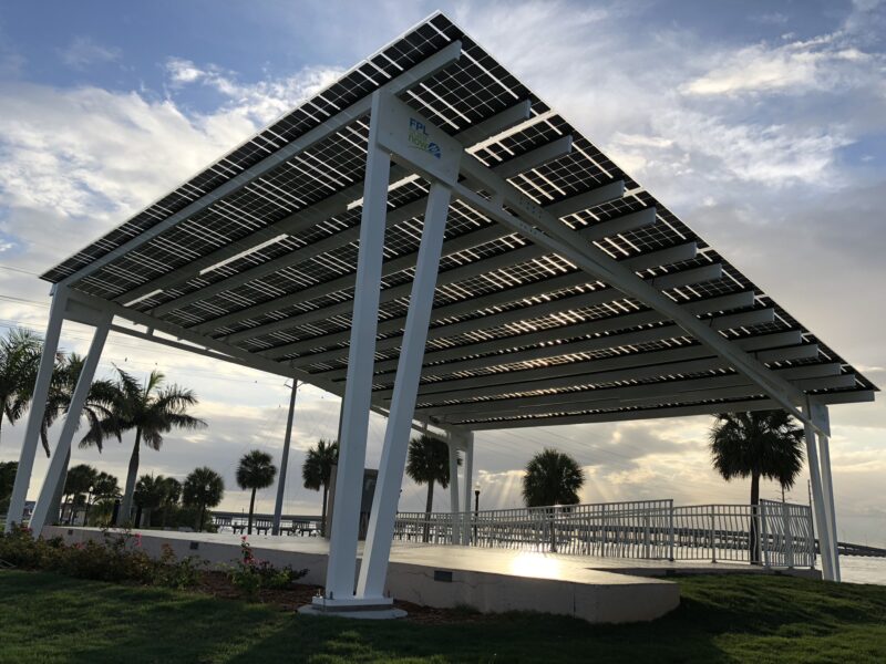 Solarscapes LSX Solar Module System provides shade and solar power near the ocean at Laishley Park