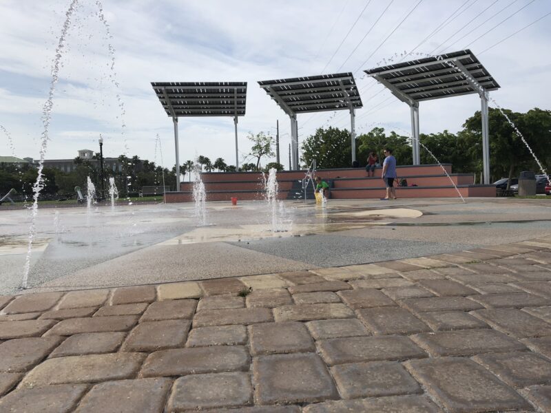 Solar panels and Solarscape cover the playground at Laishley Park in Floridade to a fun park in Florida.