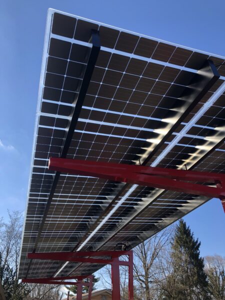 LSX solar panels combined on a custom solarscape structure | Lumos Solar