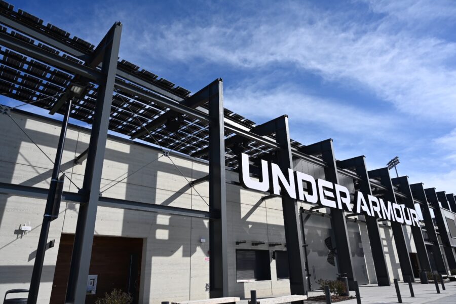 Outside logo at the Under Armor Filed Stadium in Baltimore. MD